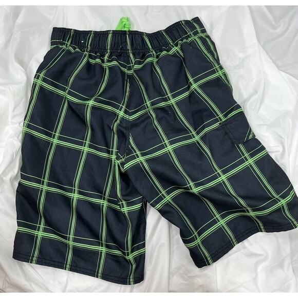 OP Ocean Pacific Men Board Shorts Adult Sm (28-30) Blue Green Plaid Swim Trunks - Picture 2 of 7